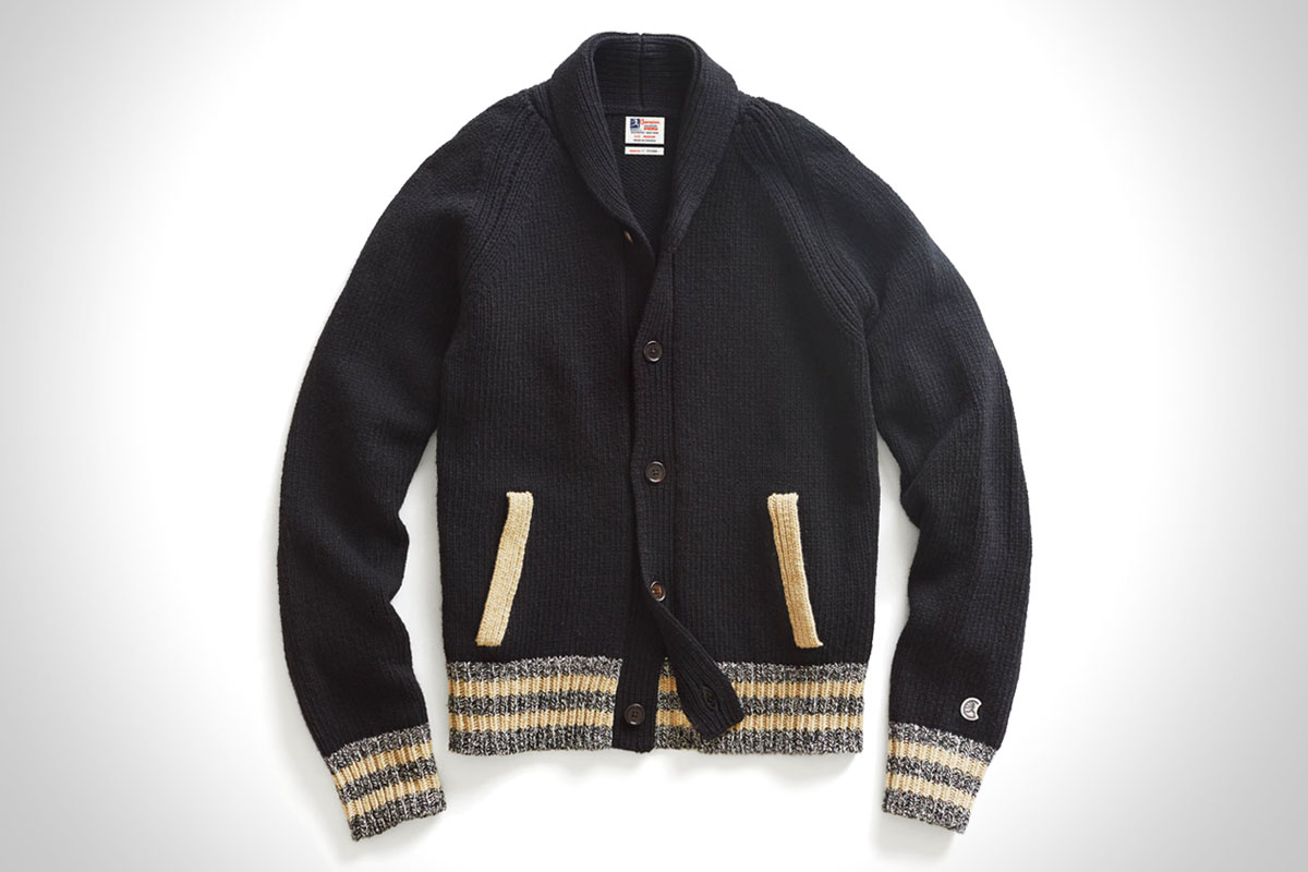 BLACK BASEBALL JACKET SWEATER BY TODD SNYDER