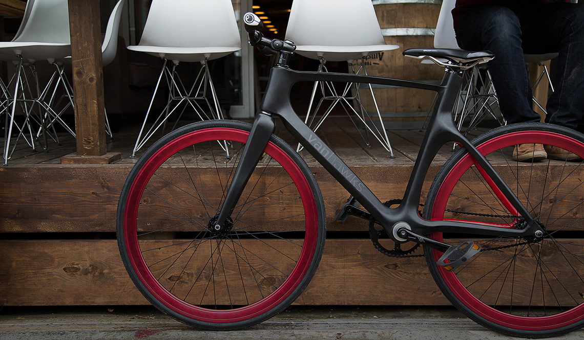 VANHAWKS VALOUR CARBON FIBER BICYCLE INCLUDES SECURITY SENSORS AND PERFORMANCE TRACKING
