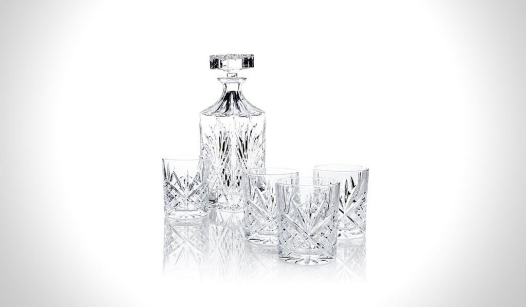 James Scott 5 PC Crystal Whiskey Decanter Set | gifts for whiskey lovers